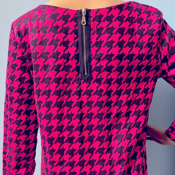 H&M Hot Pink Black Houndstooth Long Sleeve Dress ASO GLEE Blogger favorite S - Picture 7 of 8
